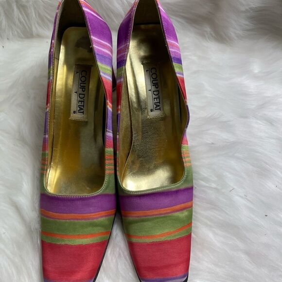 Coup D’etat Multi color 3” slip on fabric shoes square toe size11M - Picture 5 of 11